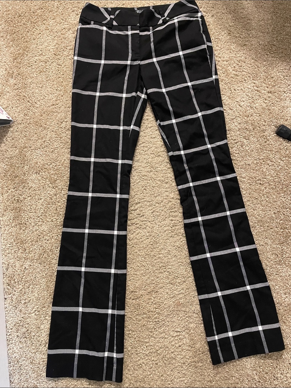 Black Windowpane Stretch Trousers